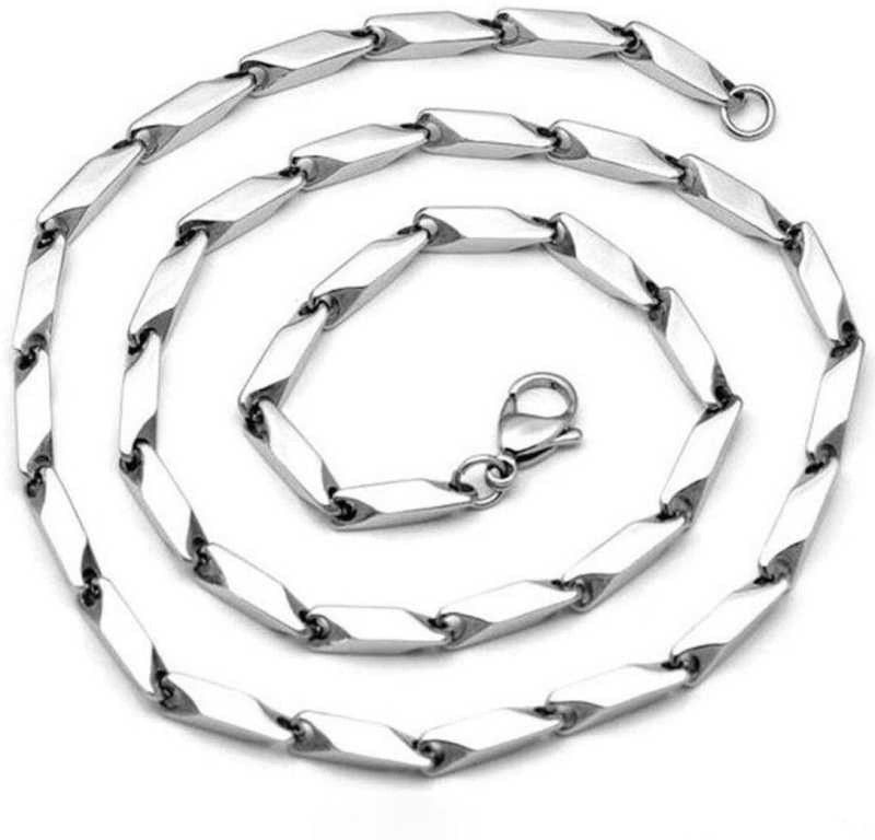 Elegant Rice silver plated stainless steel chain for Men & Boys Silver Plated Stainless Steel Chain