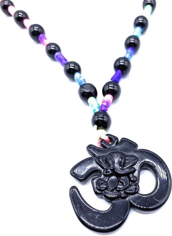 Trendy Fashion - Bahubali Mala With OM & Neon thread Beads Glass Pendant