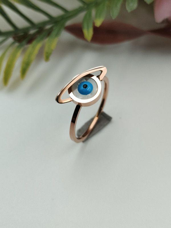 Trendy Evil Eye Ring for Women and Girls Brass Cubic Zirconia Gold Plated Ring