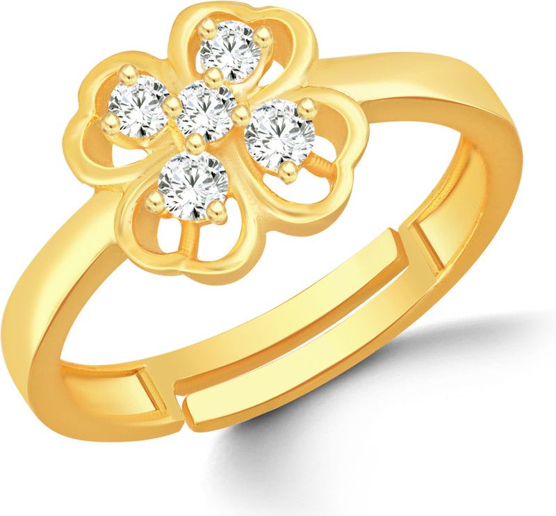 Valentine Gifts Jewellery Adjustable American Stone Solitaire's Gold Plated Ring Brass, Stainless Steel, Copper, Alloy Gold Plated Ring