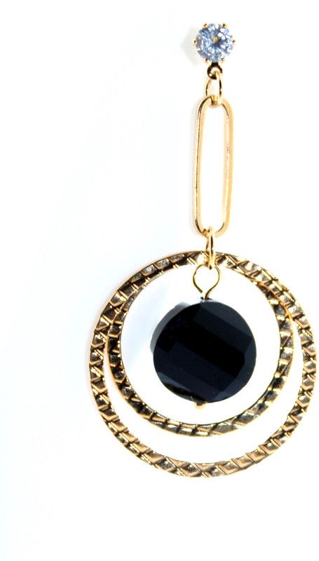 Fashionhaat Exclusive Crystal Collection Stylish Earrings for Women Crystal Alloy Stud Earring (Black & Golden) Crystal Alloy Drops & Danglers
