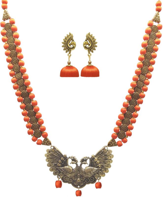 Wood, Dori, Plastic Orange, Gold Jewel Set  (Pack of 1)