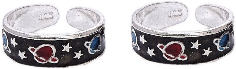Sahiba Gems Stylish & Beautiful Toe Rings for Women 2 pcs Sterling Silver Enamel Plated Toe Ring