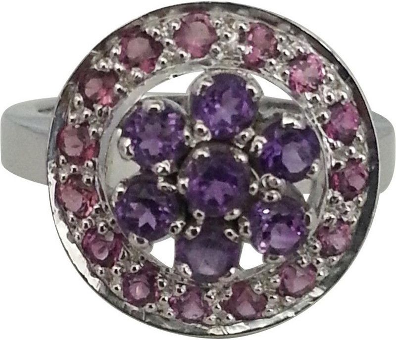 1.52 ct Amethyst & Rhodolite Colourful Flower Ring for Women (GSR13) Sterling Silver Amethyst Ring
