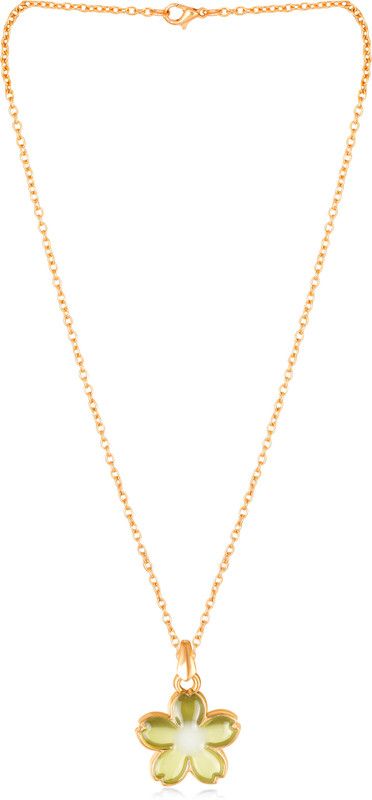 Light Green Colour Flower Charm Pendant For Women And Girls Gold-plated Cubic Zirconia Brass Pendant