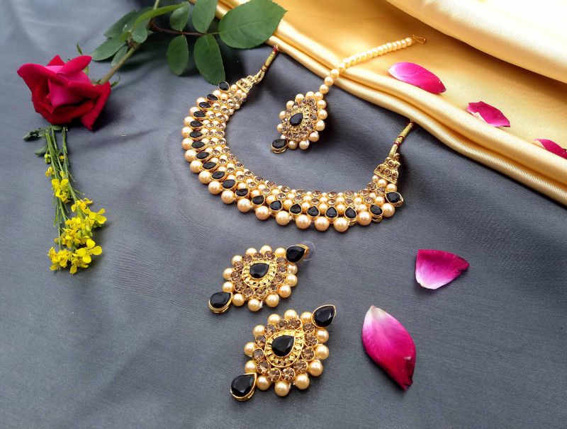 Alloy Gold-plated Black Jewel Set  (Pack of 3)