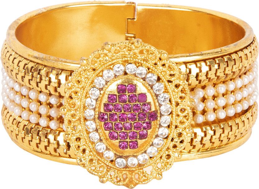 Alloy Pearl, Cubic Zirconia Gold-plated Cuff