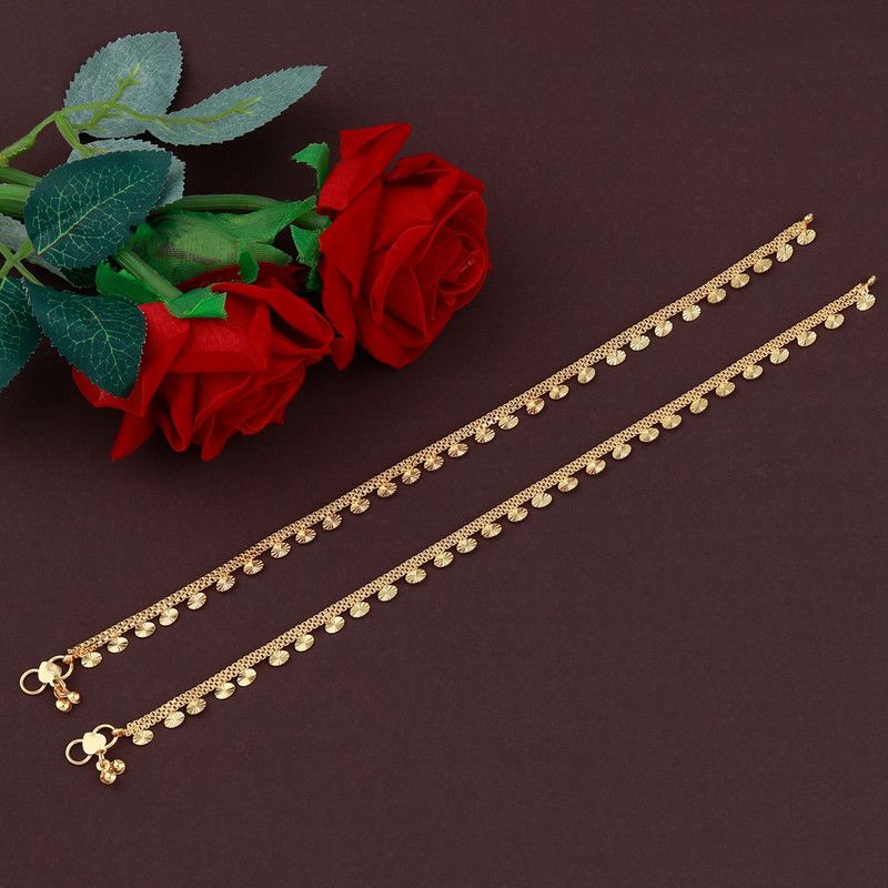 SILVER SHINE Fancy Gold Plated Anklet For Women and Girls Alloy Anklet