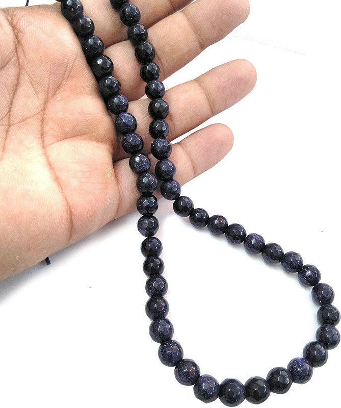 Natural Goldstone Blue Loose Beads Crystal Beads 8 mm Beads Dimond Cut Stone Beads for Jewellery Making Bracelet Beads Mala Beads Crystal Beads for Jewellery Making Bracelet - Mala Crystal Crystal Necklace