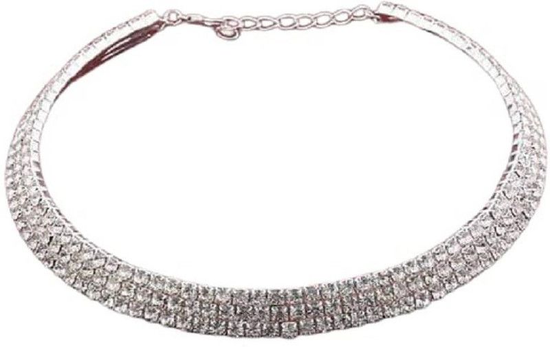 Clear Austrian Rhinestone Crystal Choker Necklace (3-row) For women and girls Alloy Necklace