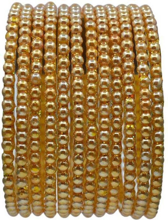 Metal Pearl Gold-plated Bangle Set  (Pack of 12)