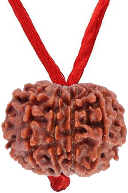 Original 10 Mukhi Simple Nepali Natural Rudarakasha Pendant with Red Thread Ten Faced Lab Certified Beads Lockets Astrology Jewellery for Men Women Silk Dori Pendant