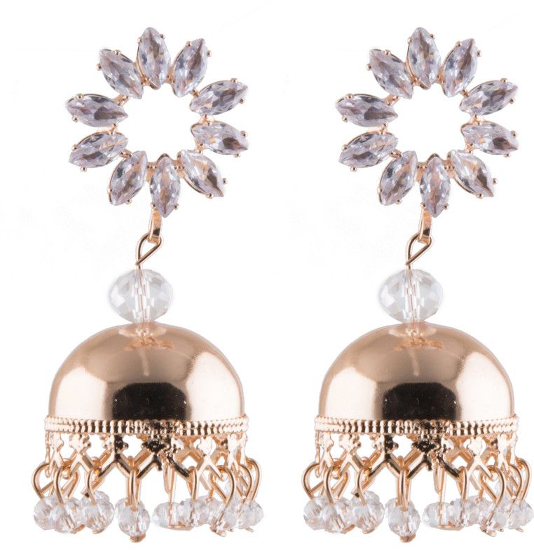 Rose Gold Cubic Zirconia Contemporary Jhumki Earrings for Women and Girls Alloy Jhumki Earring