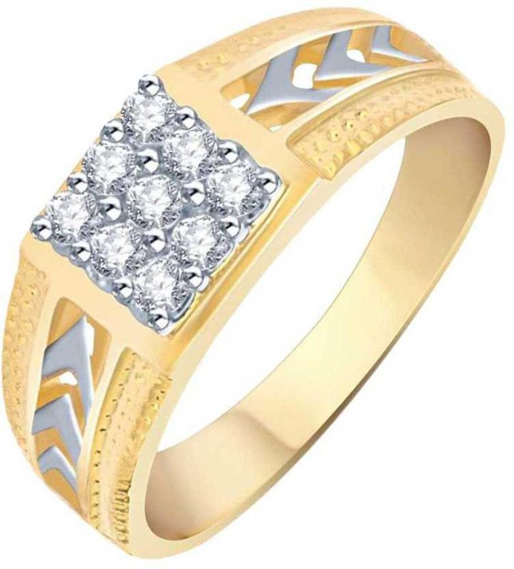 VIGHNRAJ JEWELS Square Solitaire Gold Plated Alloy & Brass Cubic Zirconia Gold Ring Brass, Alloy Cubic Zirconia Gold Plated Ring