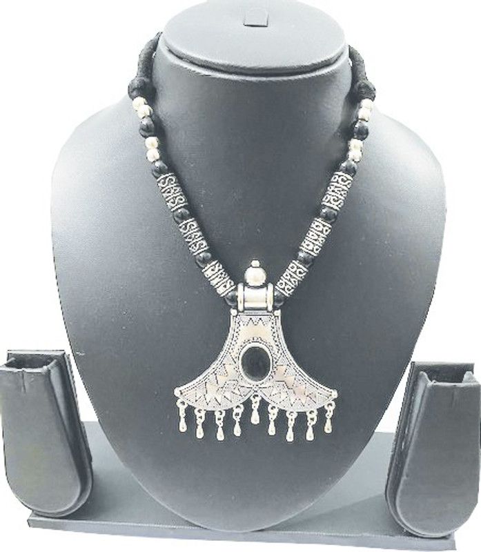 Sterling Silver Plated Fabric Necklace