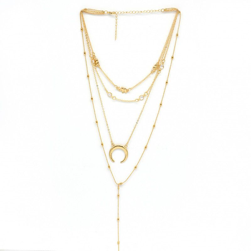Toronto Layered Y Chain Gold Necklace Alloy Necklace