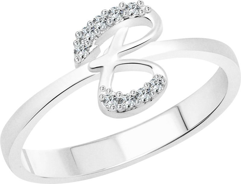 initial ''B'' Alphabet Alloy Cubic Zirconia Gold Plated Ring