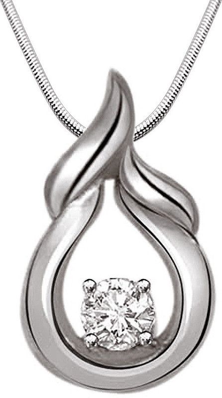 Happiness is On.. - Real Diamond & Sterling Silver Pendant with 18 IN Chain (SDP162) Sterling Silver Diamond Sterling Silver Pendant