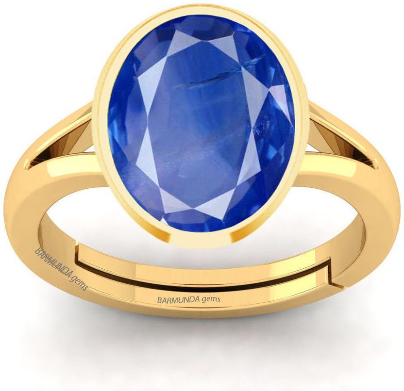 7.25 Ratti Blue sapphire Neelam Panchdhatu ring Brass Sapphire Brass Plated Ring