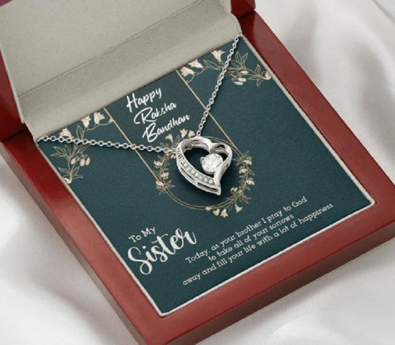 Jewelry, Greeting Card Gift Set, Best Raksha Bandhan Gift for Sister Cubic Zirconia Gold-plated Plated Sterling Silver Chain
