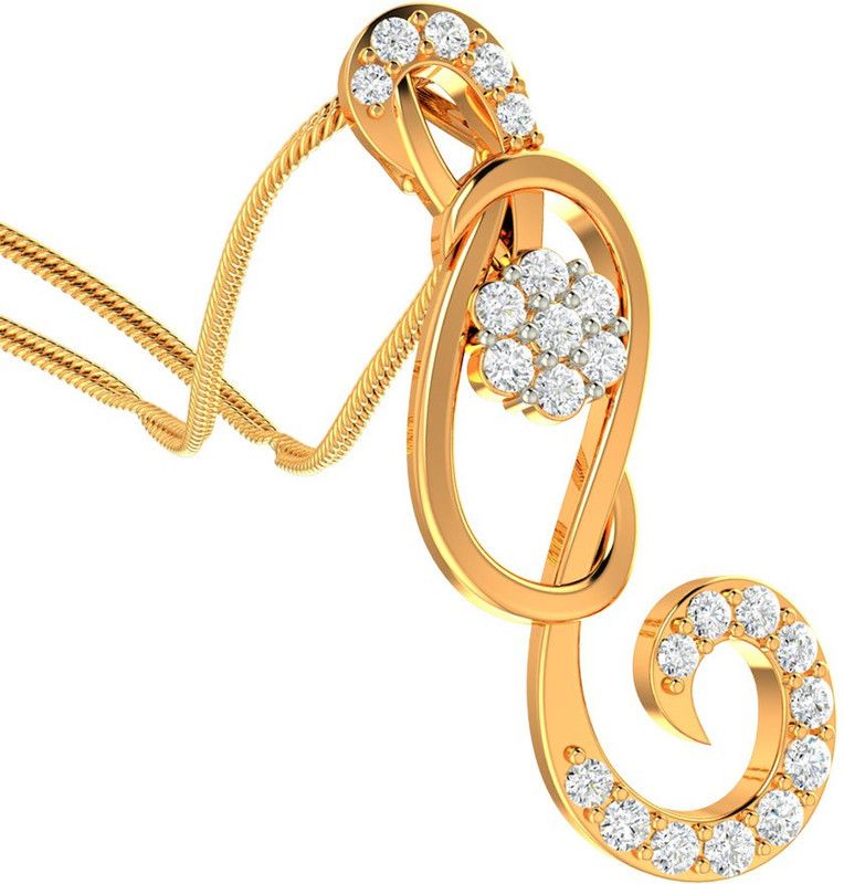 Zeya 18K (750) Beauty Of Diamond Yellow Gold Pendant For Women 18kt Yellow Gold Pendant