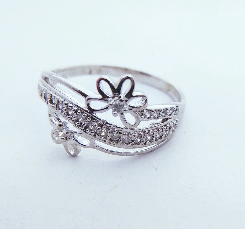 Silver Zircon Rhodium Plated Ring
