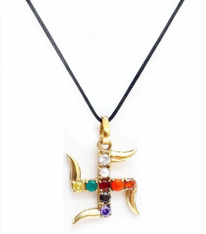 swastik shaped auspecious navgraha navratna ashtadhatu pendant Crystal Crystal Pendant