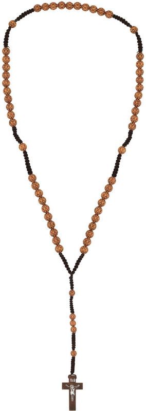 Striped Round Ball Bead design Christian Rosary Bead Cross Jesus Christian Jewellery Wood Pendant