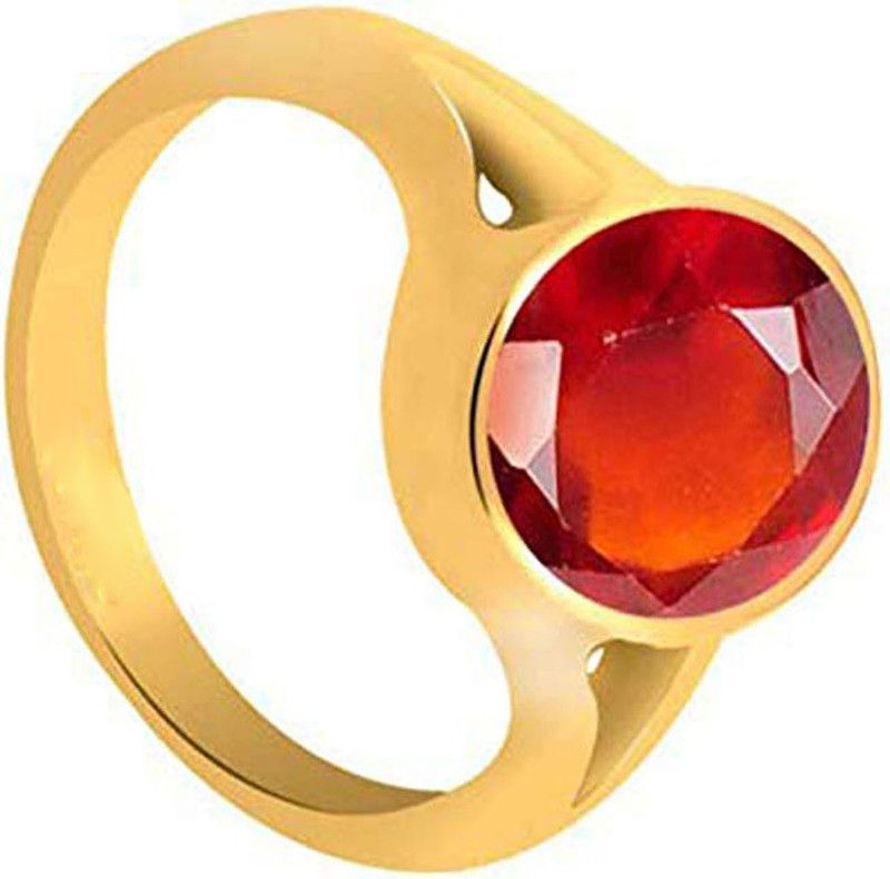Natural Certified Hessonite (Gomed) 7.25 Ratti or 6.6 Carat for Male & Female Panchdhatu 22k Gold Plated Ring Alloy Ring