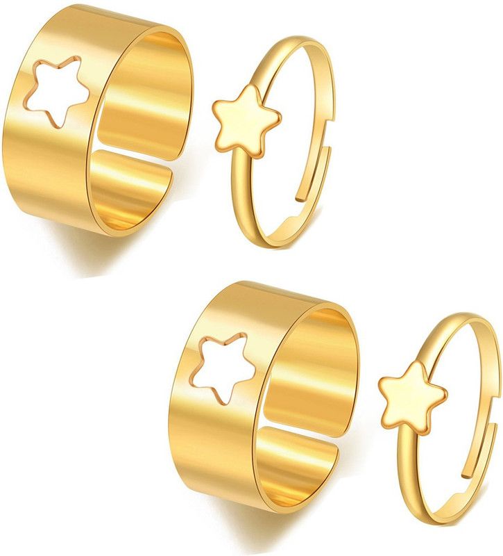 Combo of 2 Elegance Gold Plated Star Couple Ring For Men and Women Alloy Gold Plated Ring