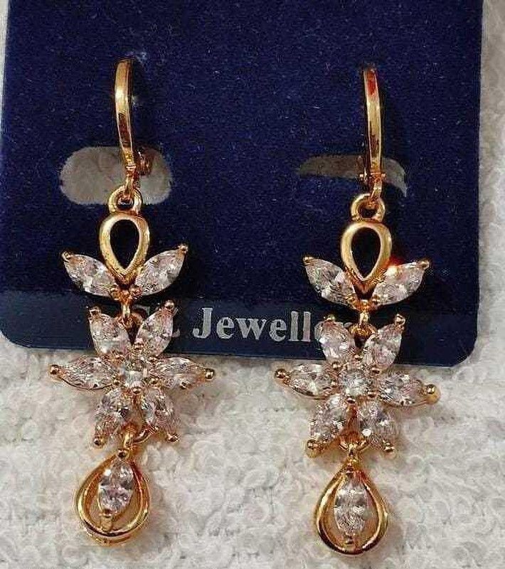 KAMAAKSHI AMAZINGZ GOLD PLATED CUBIC ZIRCONIA EARINGS Cubic Zirconia Alloy Earring Set