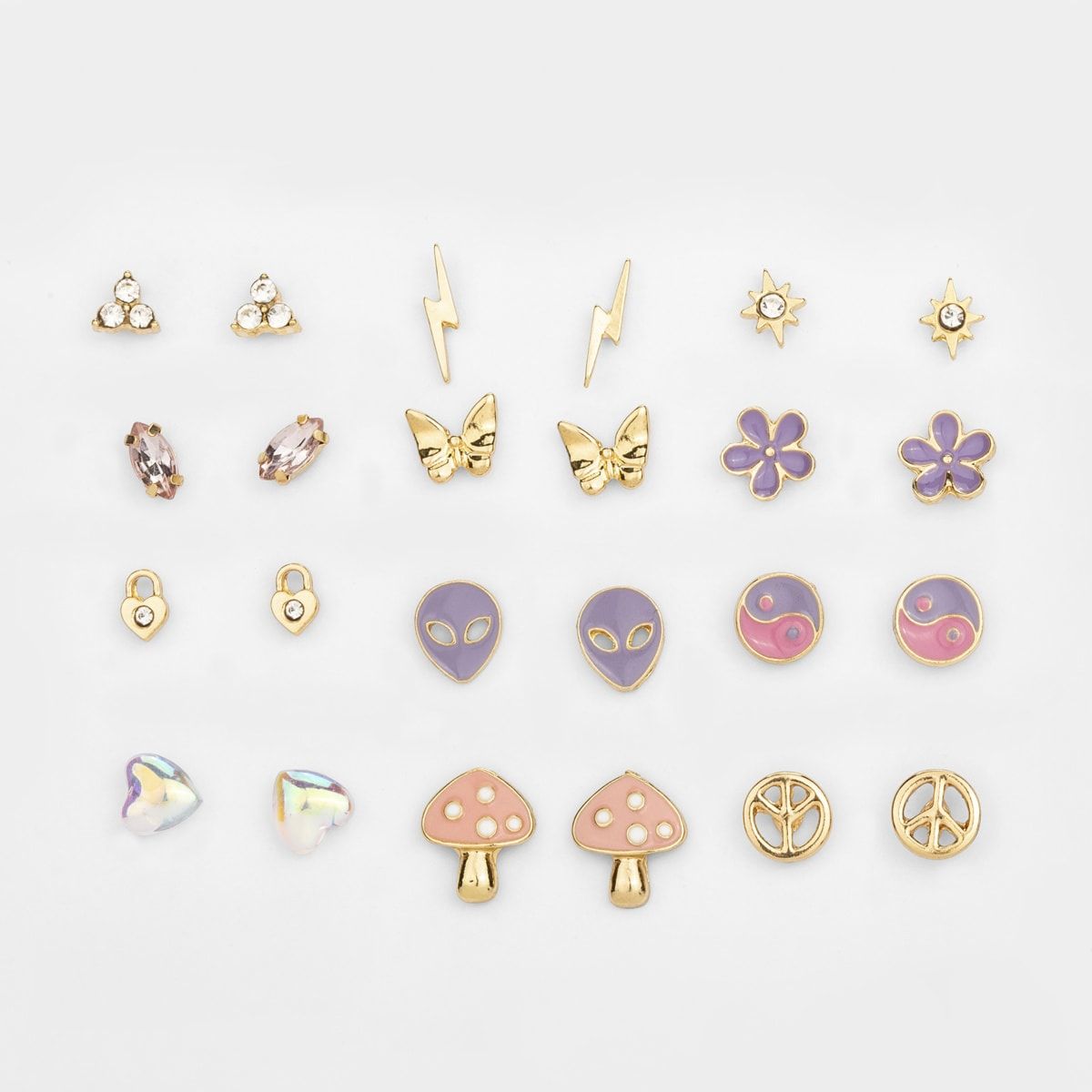 12 Pack Mushroom Studs - Gold Look