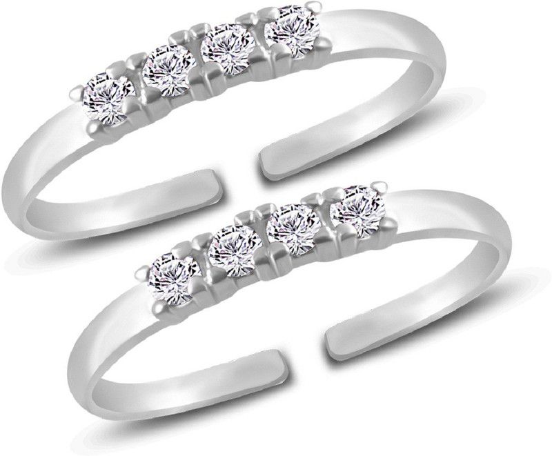 Beautiful White CZ Silver Cubic Zirconia Toe Ring