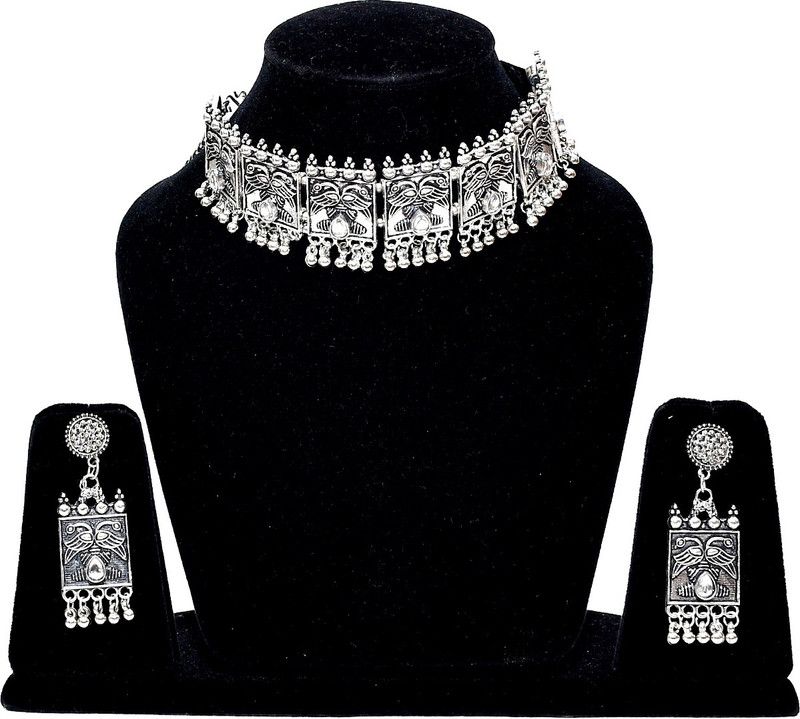 Oxidised Silver Silver Silver, Black Jewel Set  (Pack of 1)