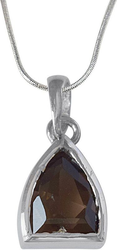 Smokey Dome - Pointed Dome Shaped Smokey Topaz and 925 Sterling Silver Pendant with 18 IN Chain (SDP524) Topaz Sterling Silver Pendant