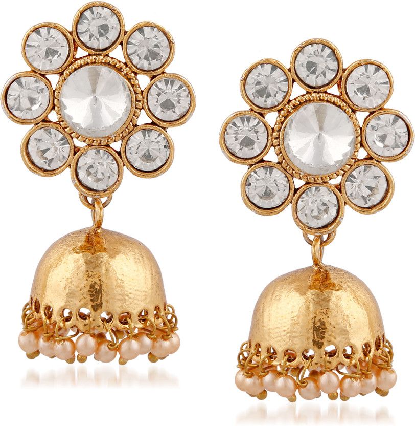 Meenaz Jewellery Traditional Gold Plated Kundan Crystal Chandbali Jhumka Jhumki Earrings for women Fancy Party Wear Pearl Ear rings For girls Jewellery set for women- Jhumki earring -161 Cubic Zirconia, Crystal Copper, Alloy, Metal Jhumki Earring