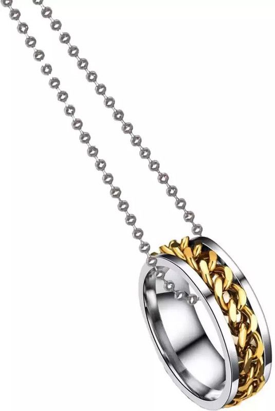 Silver Chain Ring Necklace For Men Boys Stylish Neck Chain Necklace For Boys Silver Plated Stainless Steel Chain