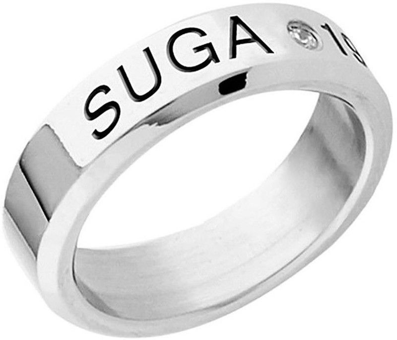 Kpop BTS Bangtan Boys Members Name and Date of Birth Mentioned Copper Cubic Zirconia Silver Plated Ring