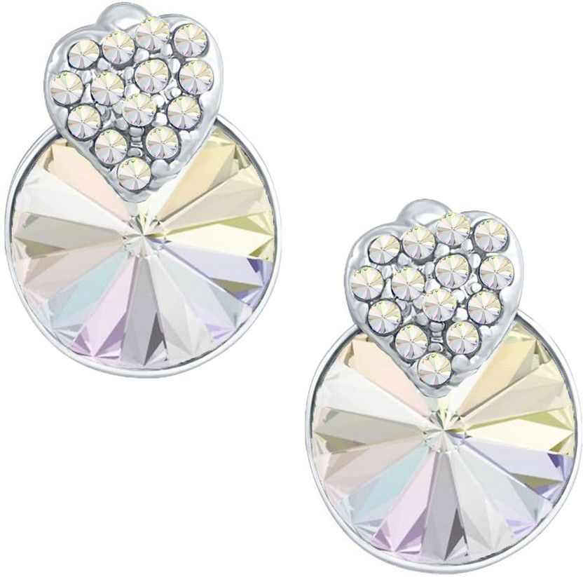Heart Earrings Made with White AB Swarovski Crystals Swarovski Crystal Alloy Stud Earring