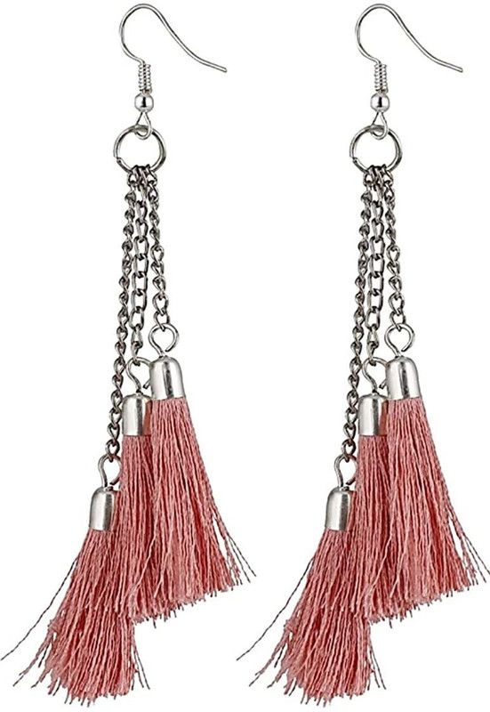Handmade Baby Pink Tassel Earring For Women & Girls Fabric Tassel Earring