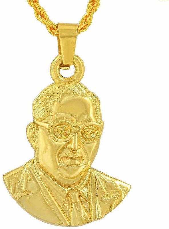 Gold Plated Brass Babasaheb Bhimrao Ambedkar statue/Image/idol/Portrait/effigy/Model/Souvenir/Memorial/Memento/remembrance Chain Pendant Necklace Gift Jewelry Pendant Jewllery for Men/Women Gold-plated Brass Pendant