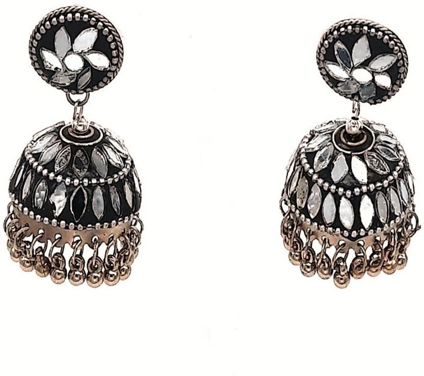 mirror worked jhumki Alloy Jhumki Earring