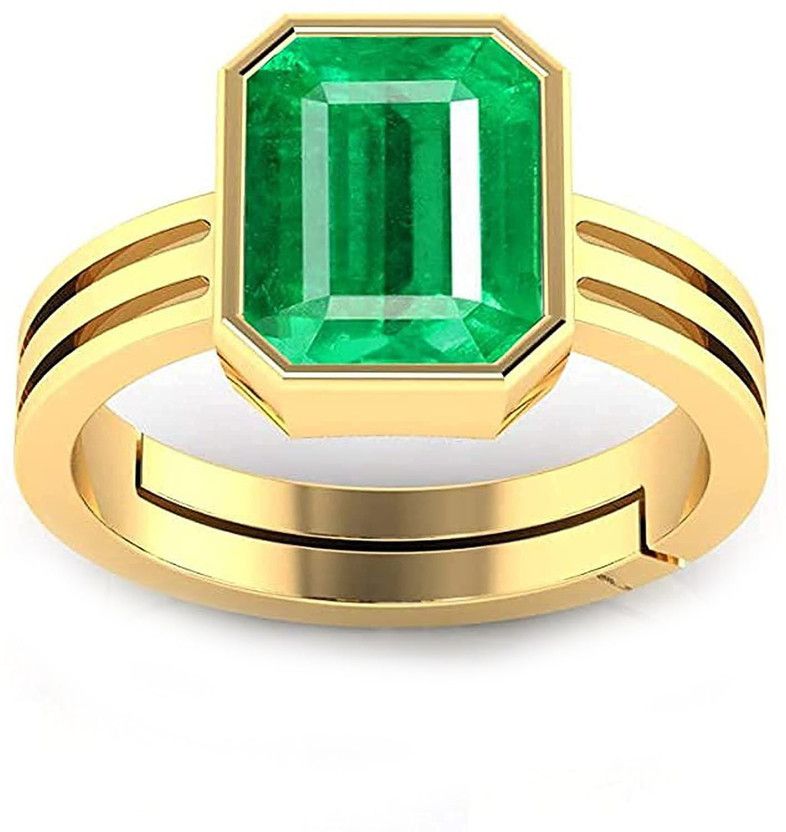 Certified Natual 9.25 Ratti Emerald stone (Panna) Panchdhatu Alloy Emerald Gold Plated Ring