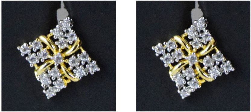 Pourni exclusive American Diamond Two Tone finish Earring - PRER143 Copper Stud Earring