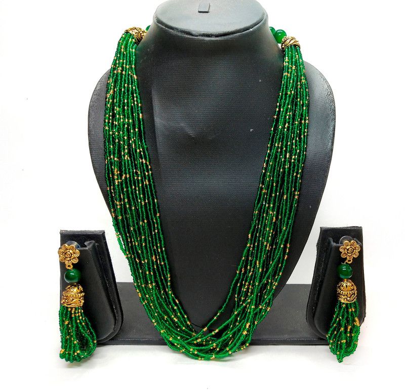 Dori Gold-plated Gold, Green Jewel Set  (Pack of 1)