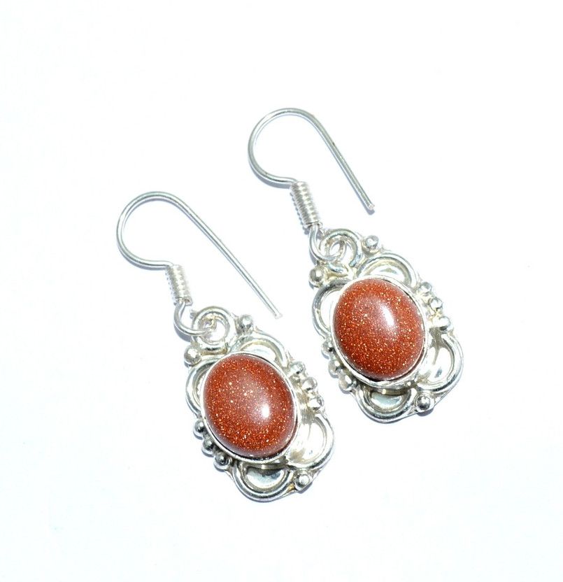 Gemstone Handmade Ethnic Style Silver Plated Jewelry Earring 1.81" Metal Jhumki Earring