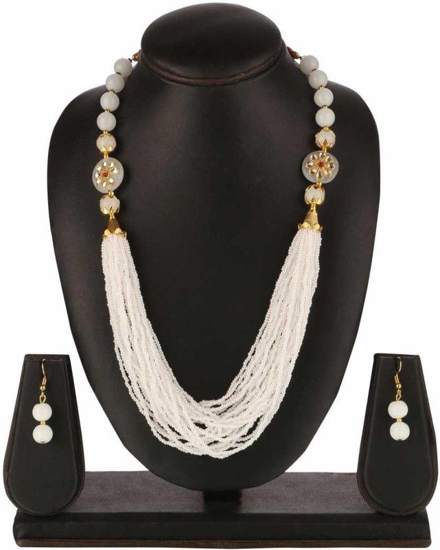 Alloy Titanium White Jewel Set  (Pack of 1)