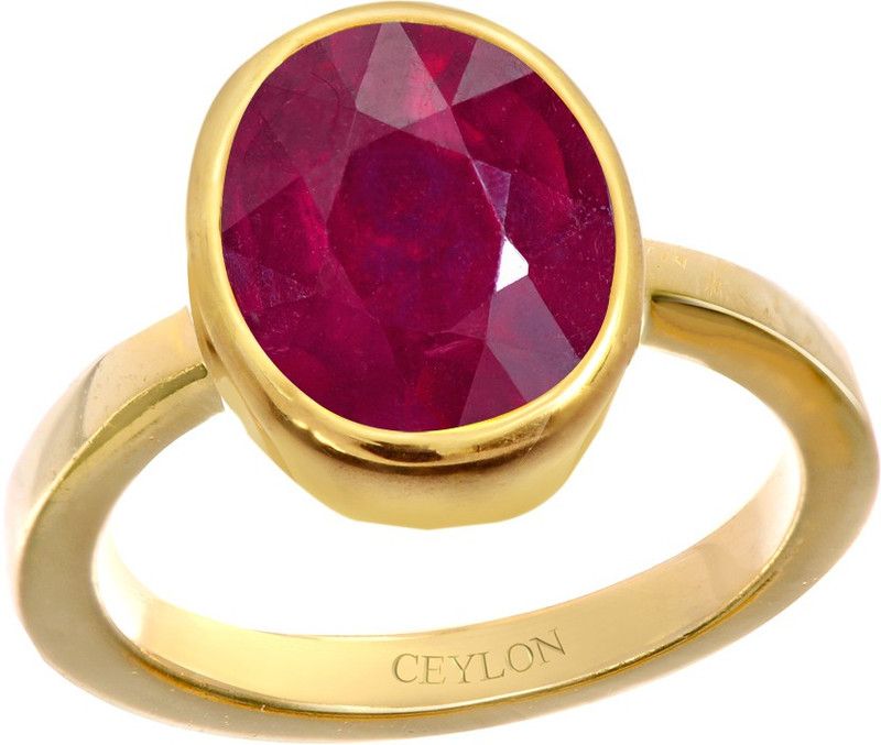 Ruby Manik 3.9cts or 4.25ratti Panchdhatu Silver Ruby Gold Plated Ring