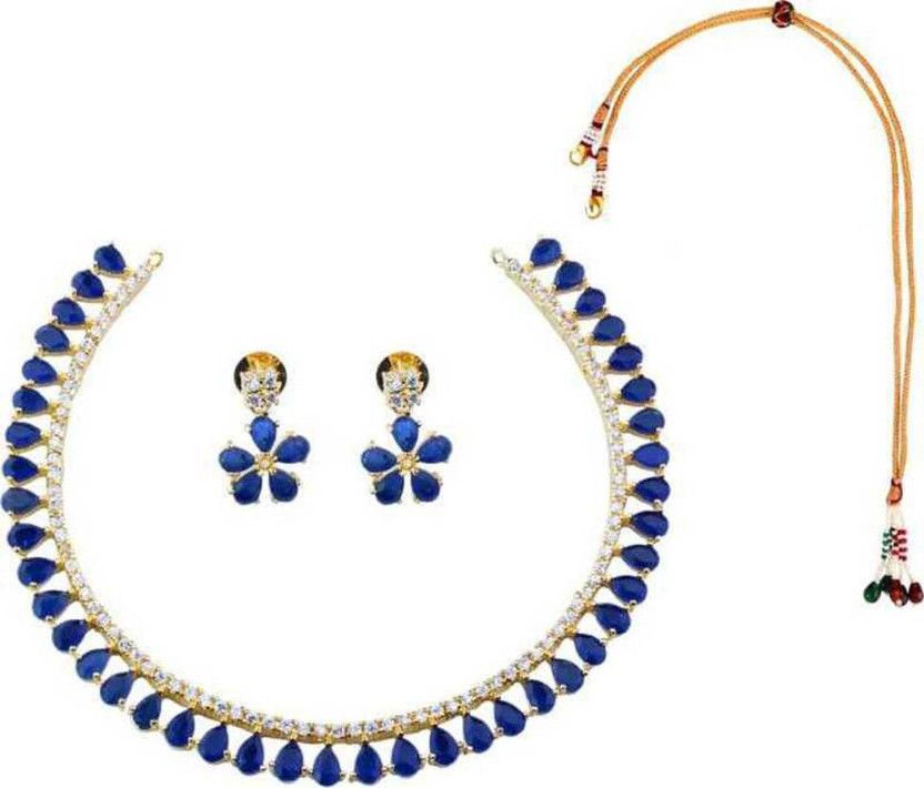 Stone Gold-plated Blue, White Jewel Set  (Pack of 1)