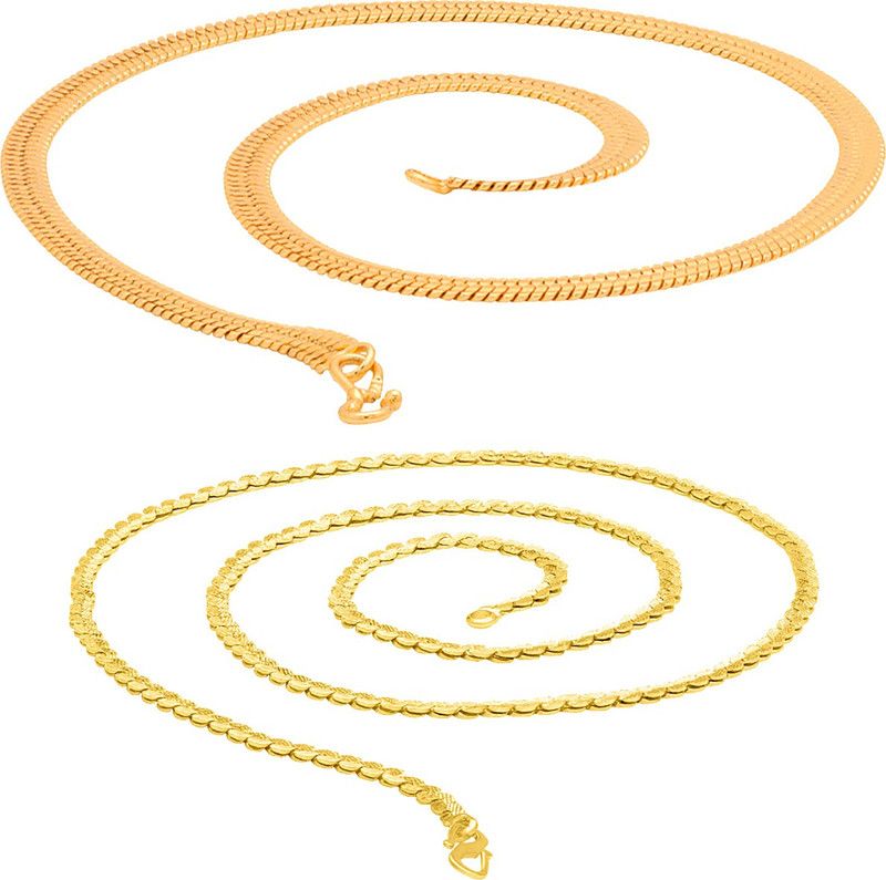 Trendy Fancy Classic Broad Patta & Spiga Pattern Men Women Rhodium, Gold-plated Plated Brass Chain
